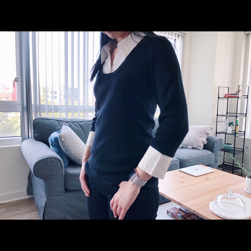 Black/White One Piece Blouse & Knit Sweater